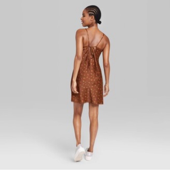 NWT Wild Fable Lace Trim Slip Dress Copper Cherries - Picture 4 of 13